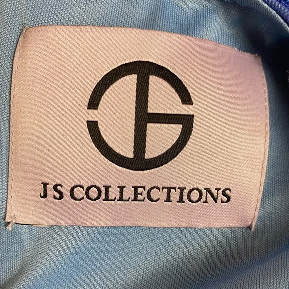 NWT JS Collections Royal Blue Short Sleeve Mesh Cocktail Dress Size 10 - Picture 7 of 8